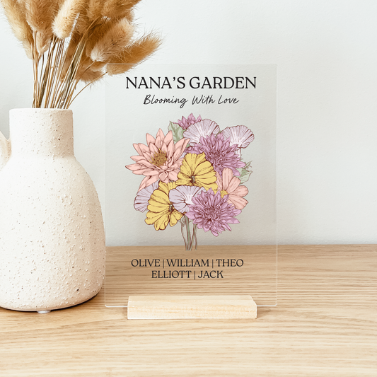Mom's/Grandma's/Custom Birth Flower Bouquet Acrylic Plaque V2
