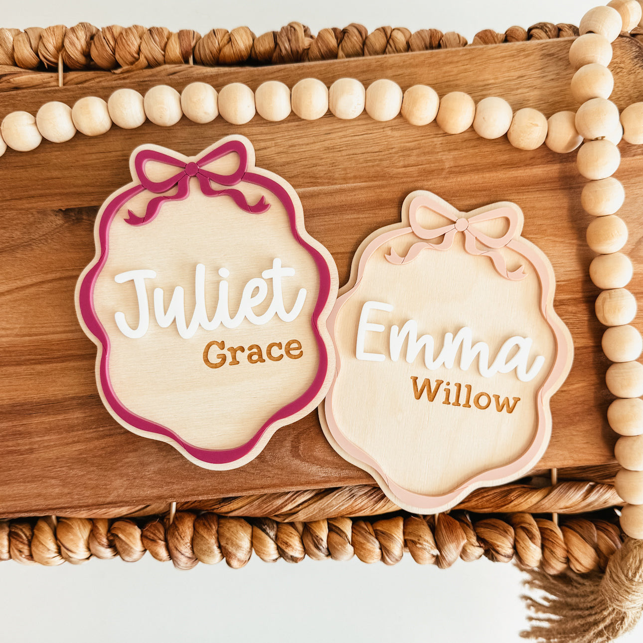 Bow Frame Baby Name Announcement Sign