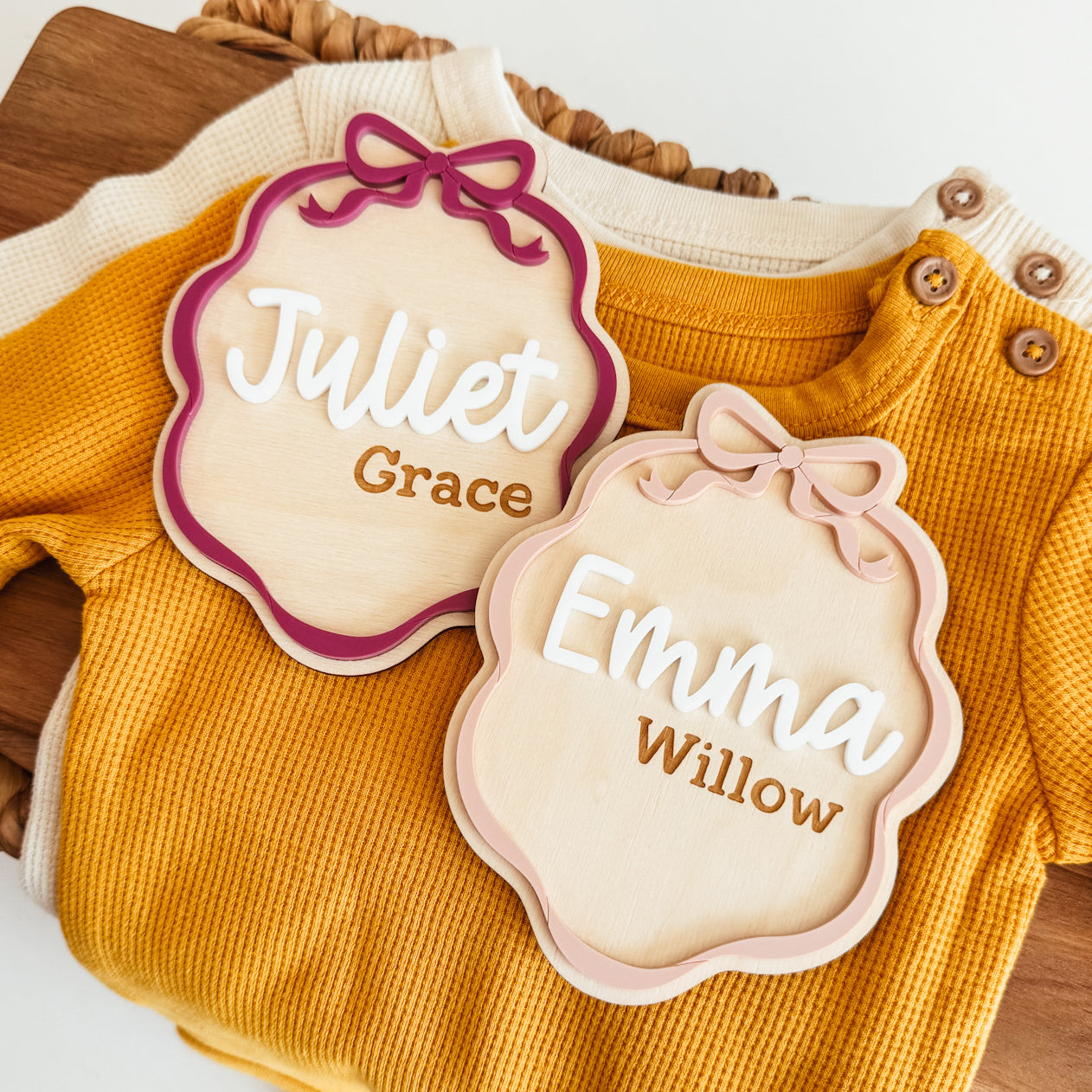 Bow Frame Baby Name Announcement Sign