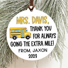 Load image into Gallery viewer, Personalized Bus Driver Extra Mile Christmas Ornament