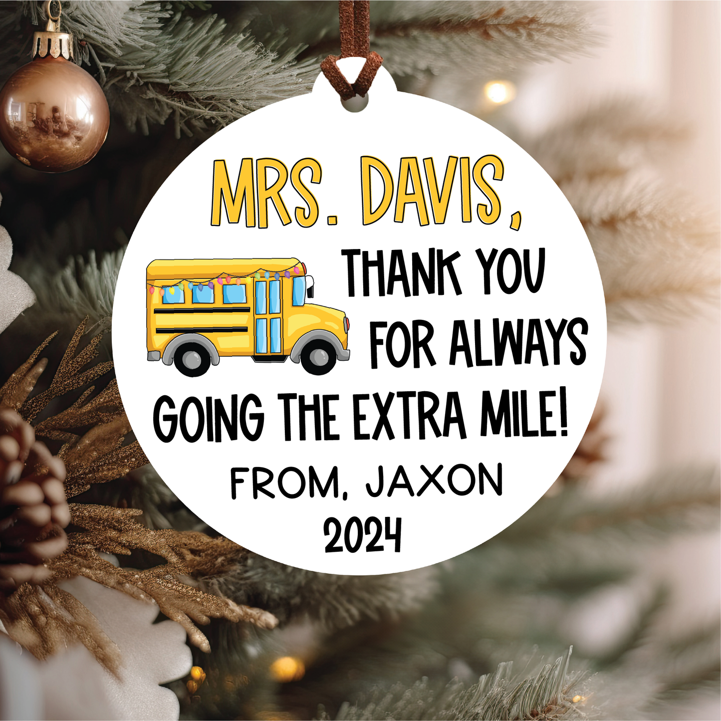 Personalized Bus Driver Extra Mile Christmas Ornament