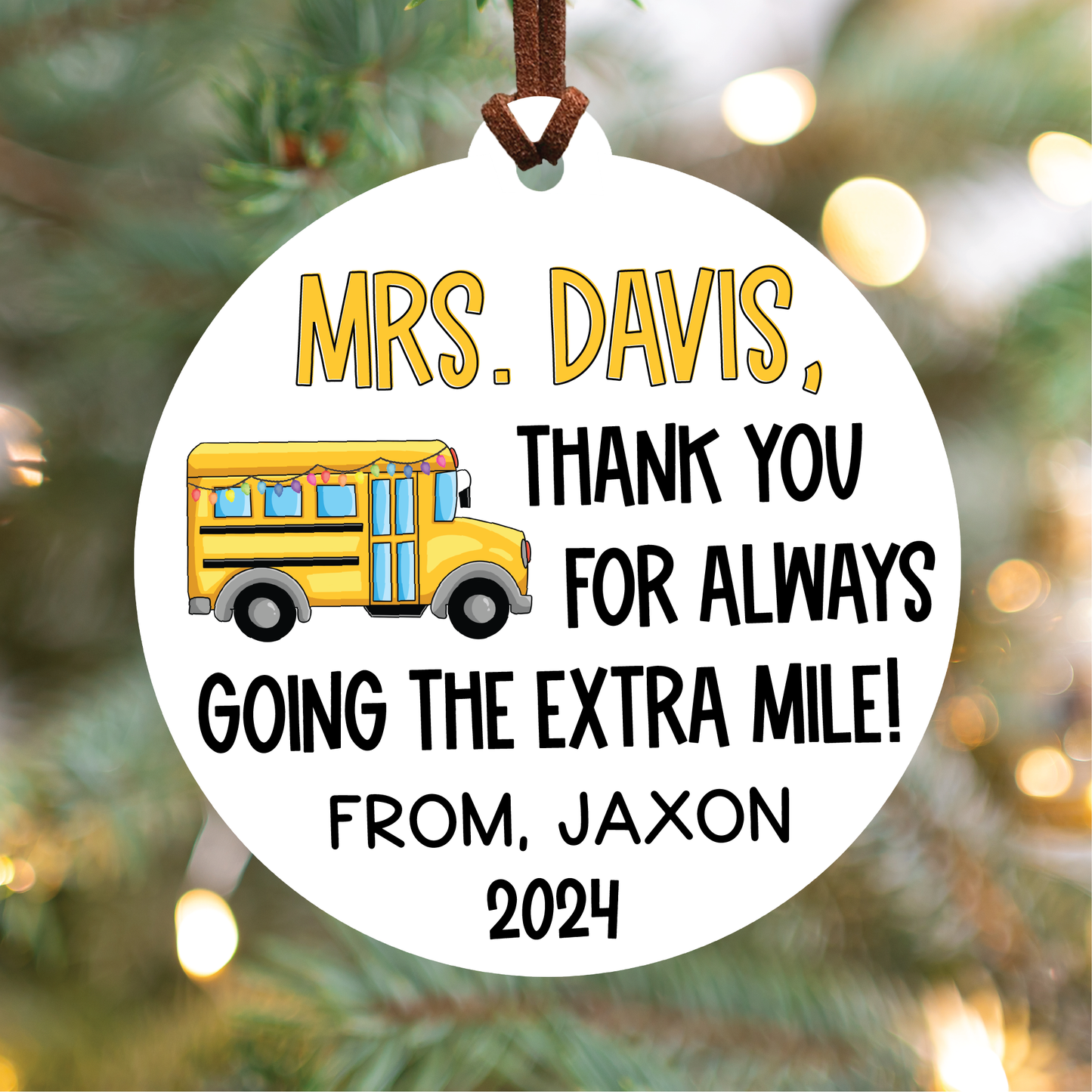 Personalized Bus Driver Extra Mile Christmas Ornament