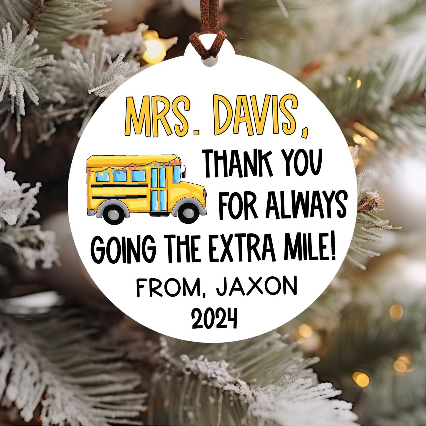 Personalized Bus Driver Extra Mile Christmas Ornament