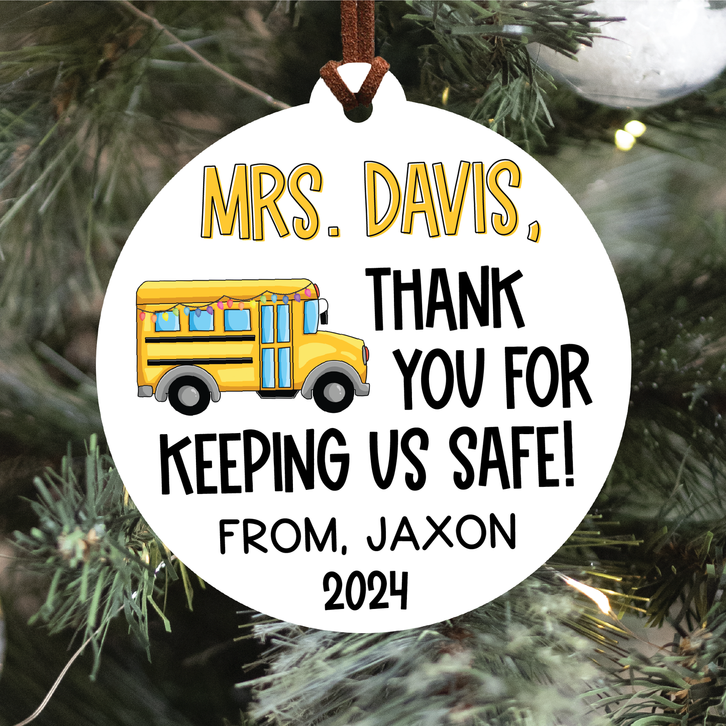 Personalized Bus Driver Keeping Us Safe Christmas Ornament