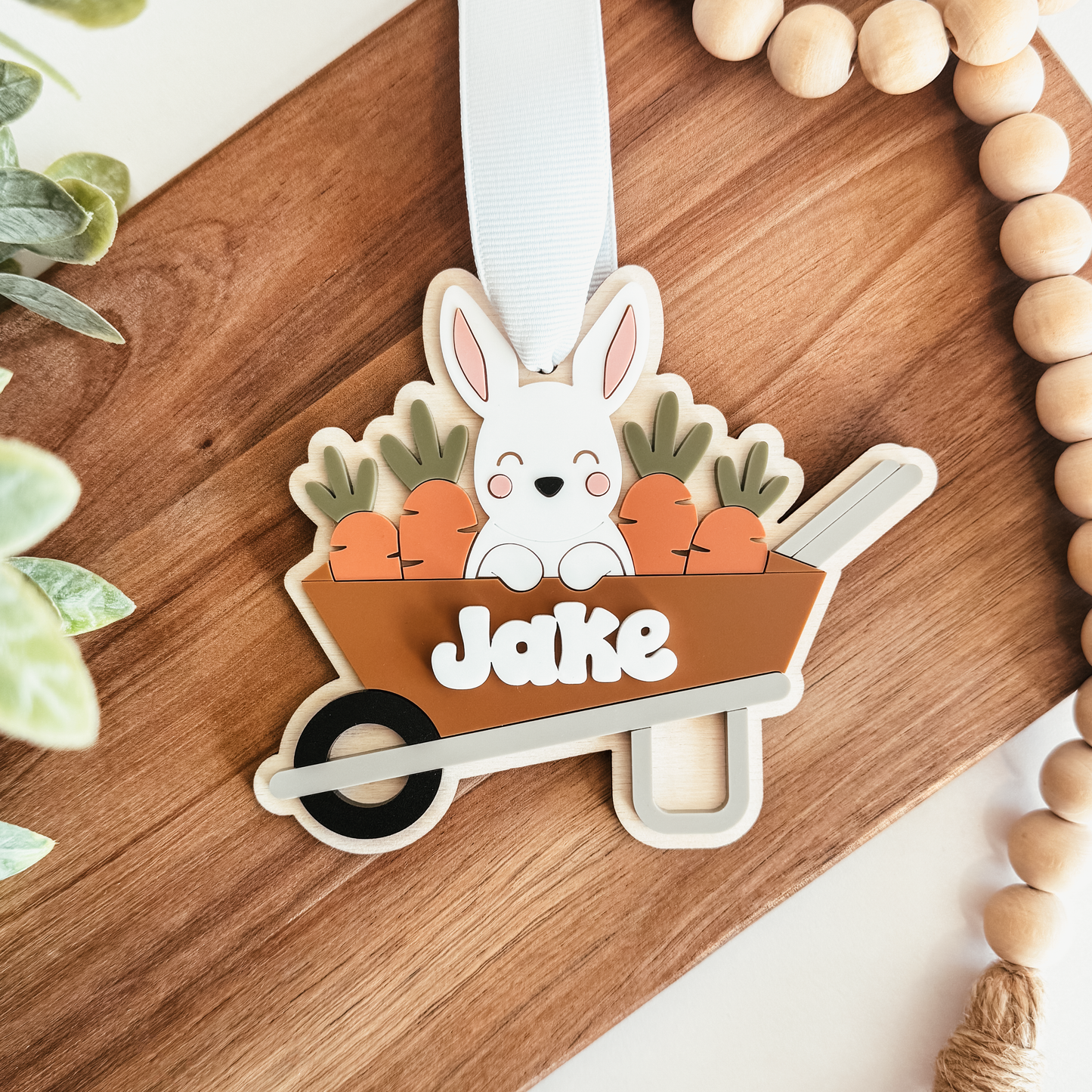 Bunny In Wheelbarrow Easter Tag