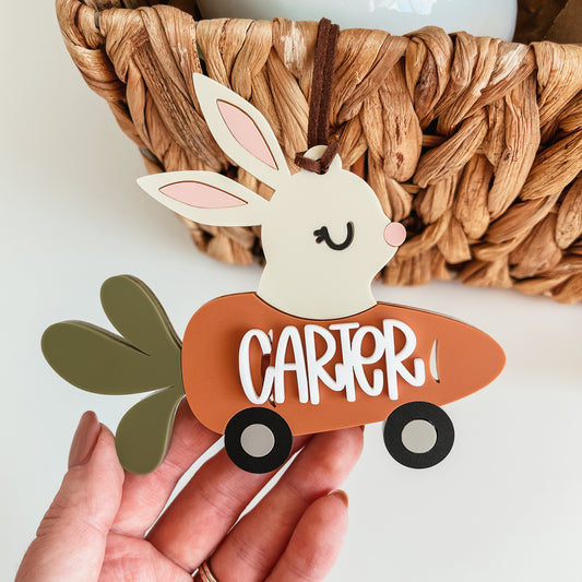 Bunny In Carrot Car Tag