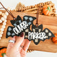 Checkered Bat Halloween Boo Basket Tag