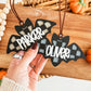Checkered Bat Halloween Boo Basket Tag
