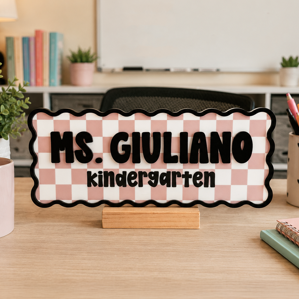Teacher Patterned Desk Sign