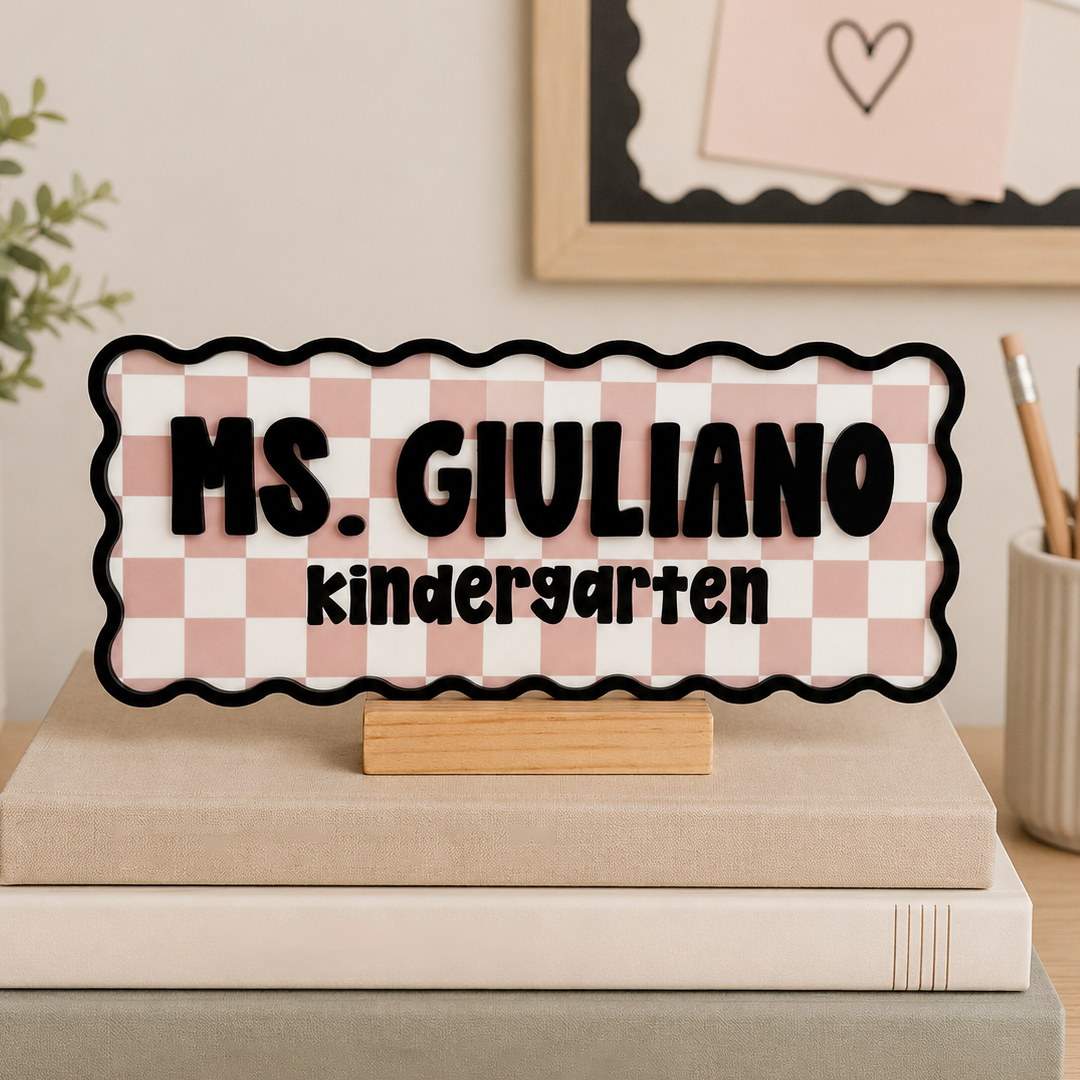 Teacher Patterned Desk Sign