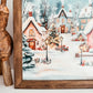 Watercolour Christmas Village Scene Framed Sign