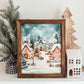 Watercolour Christmas Village Scene Framed Sign