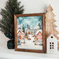 Watercolour Christmas Village Scene Framed Sign