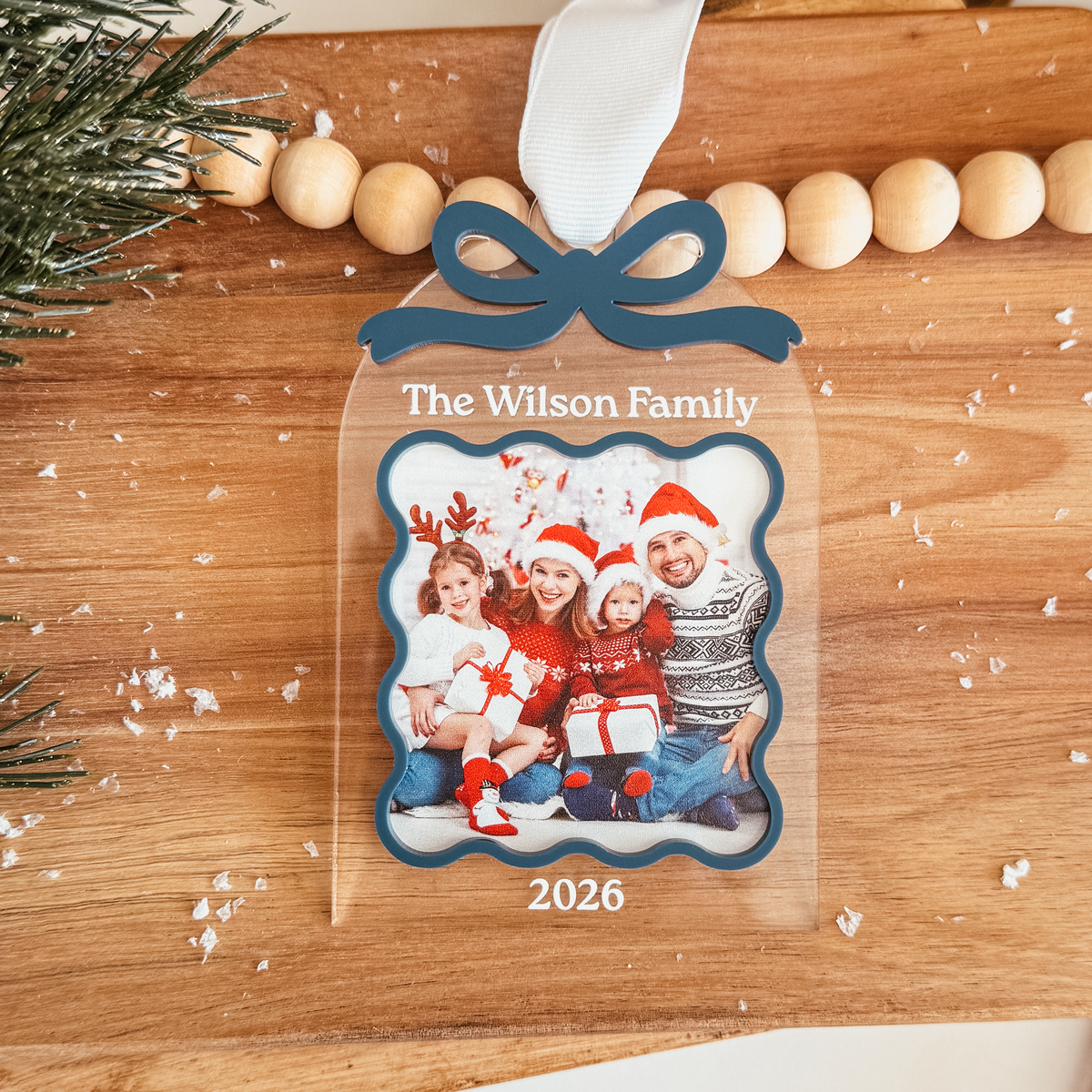 Clear Acrylic Arch With Bow & Scallop Frame Christmas Ornament