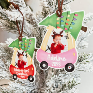Baby's First Christmas Car Photo Ornament