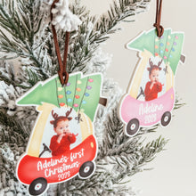 Load image into Gallery viewer, Baby&#39;s First Christmas Car Photo Ornament
