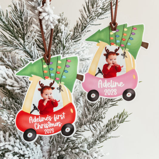 Baby's First Christmas Car Photo Ornament