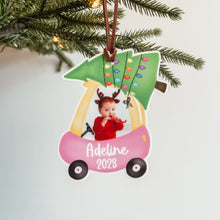 Load image into Gallery viewer, Baby&#39;s First Christmas Car Photo Ornament