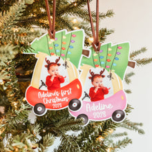 Load image into Gallery viewer, Baby&#39;s First Christmas Car Photo Ornament