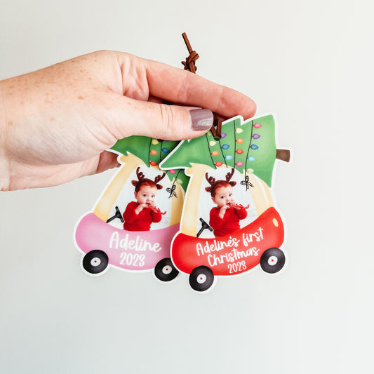 Baby's First Christmas Car Photo Ornament