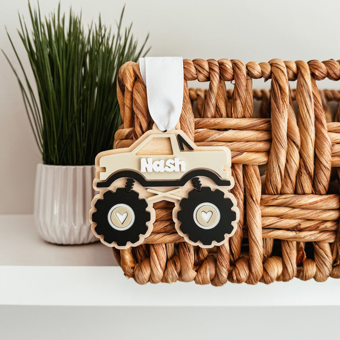 Heart Monster Truck Valentine's Day Tag