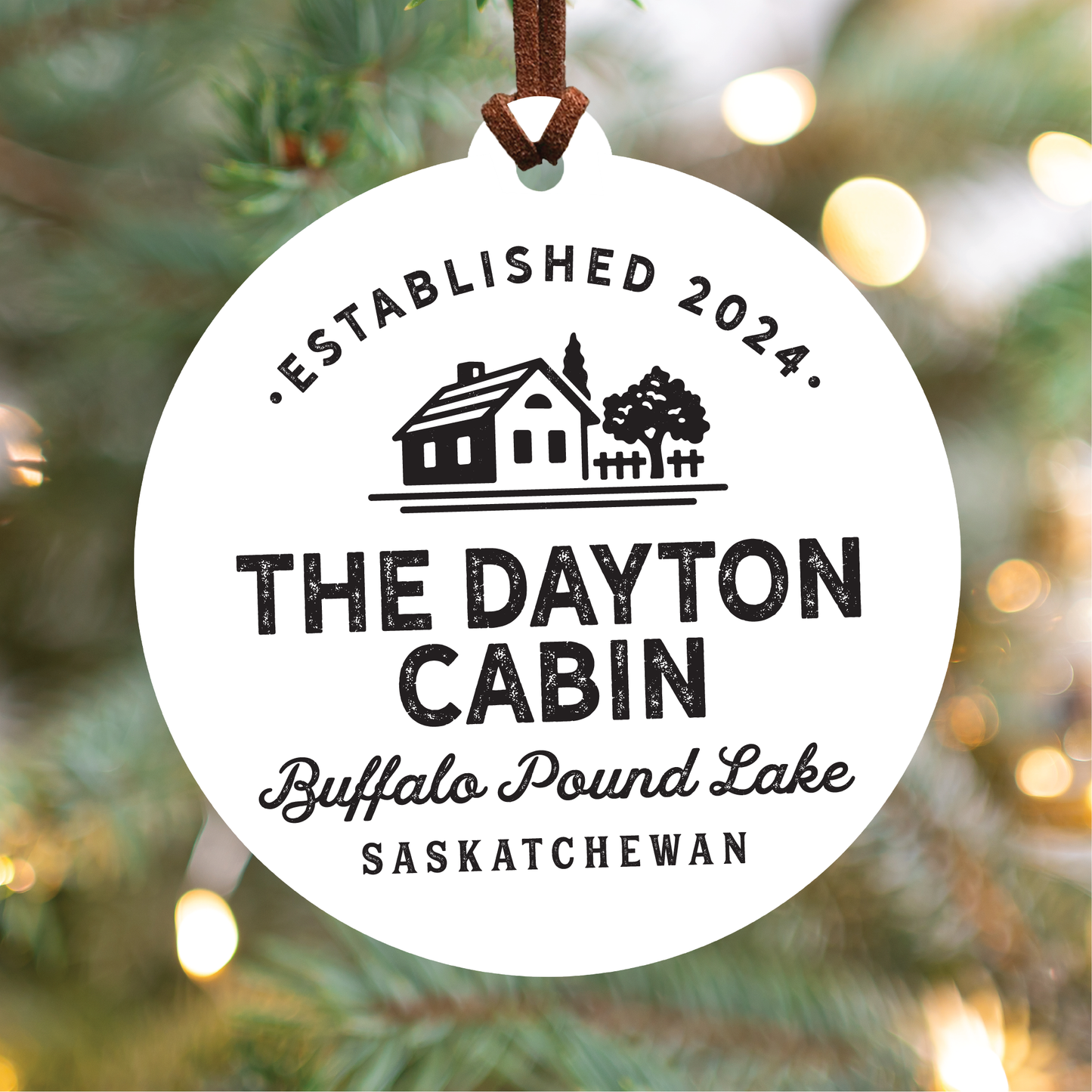 Personalized Cabin Christmas Ornament