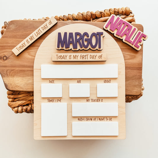 First And Last Day Of School Sign - Interchangeable Name - School Font