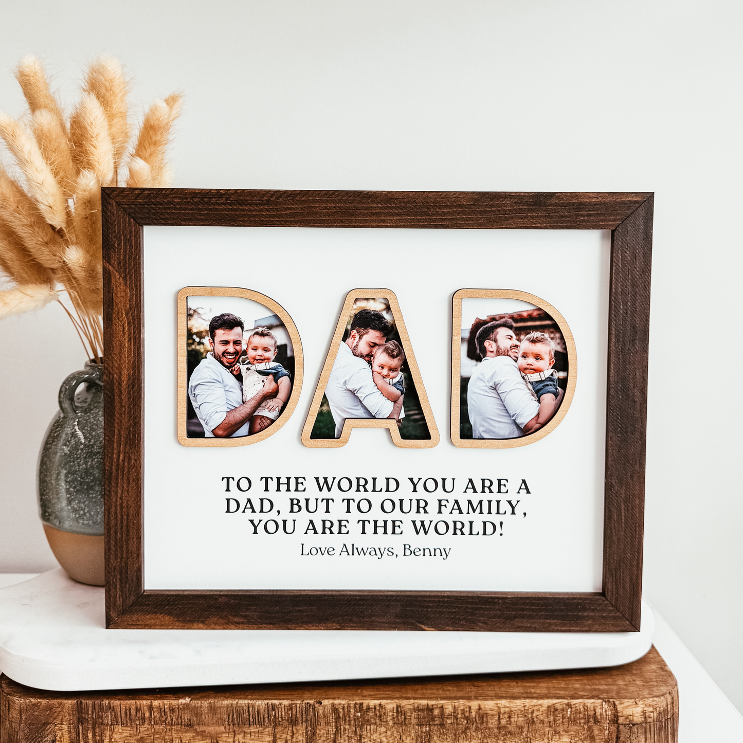 Personalized DAD Three Photo Photo Sign