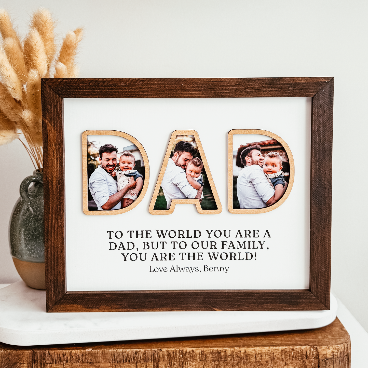 Personalized DAD Three Photo Photo Sign