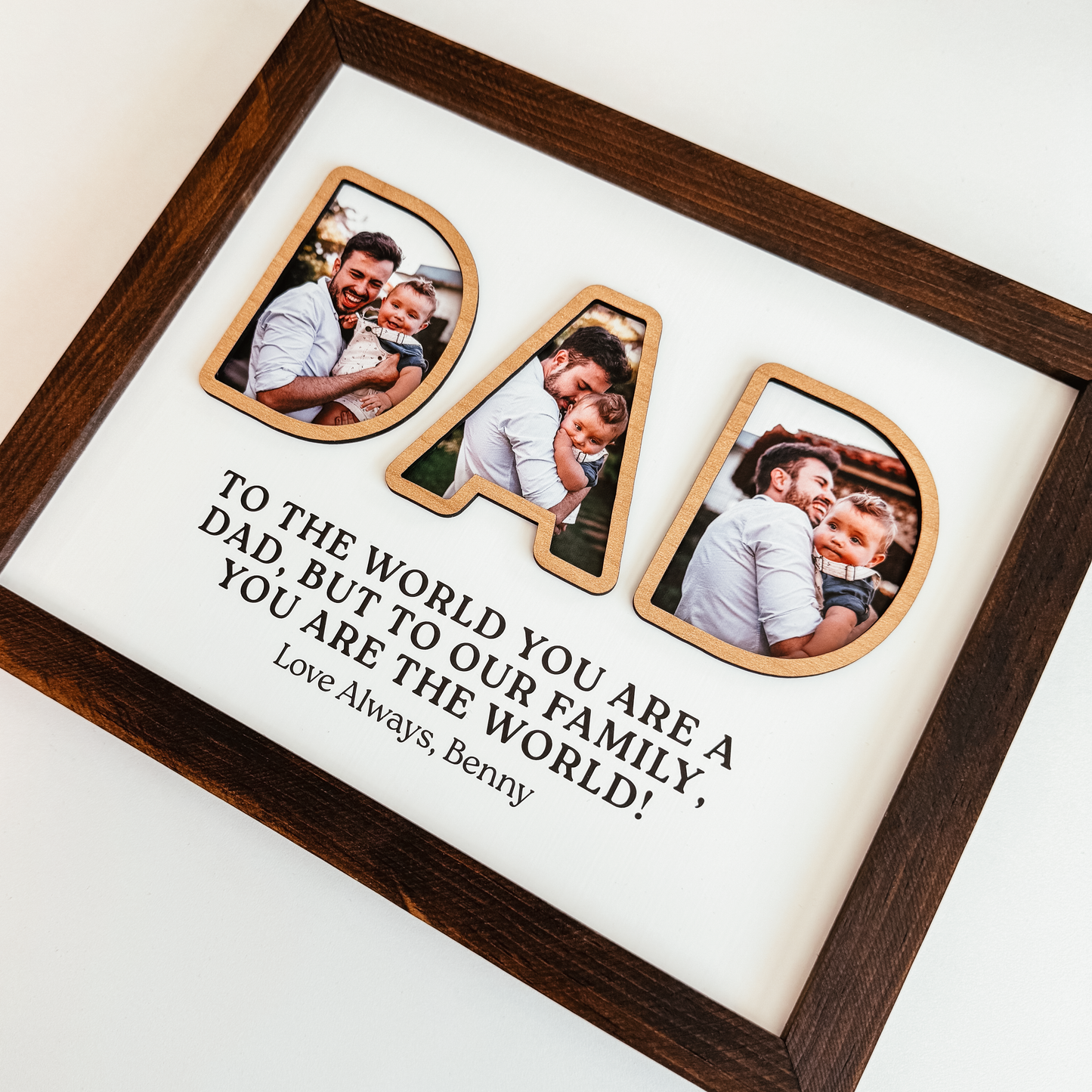 Personalized DAD Three Photo Photo Sign