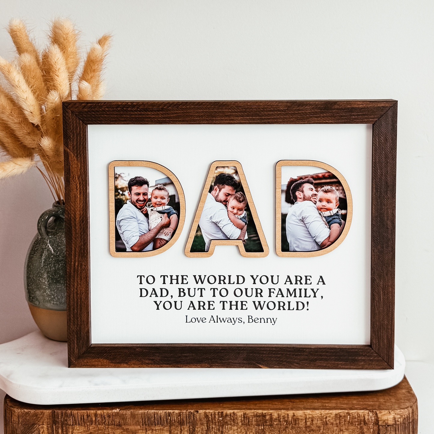 Personalized DAD Three Photo Photo Sign
