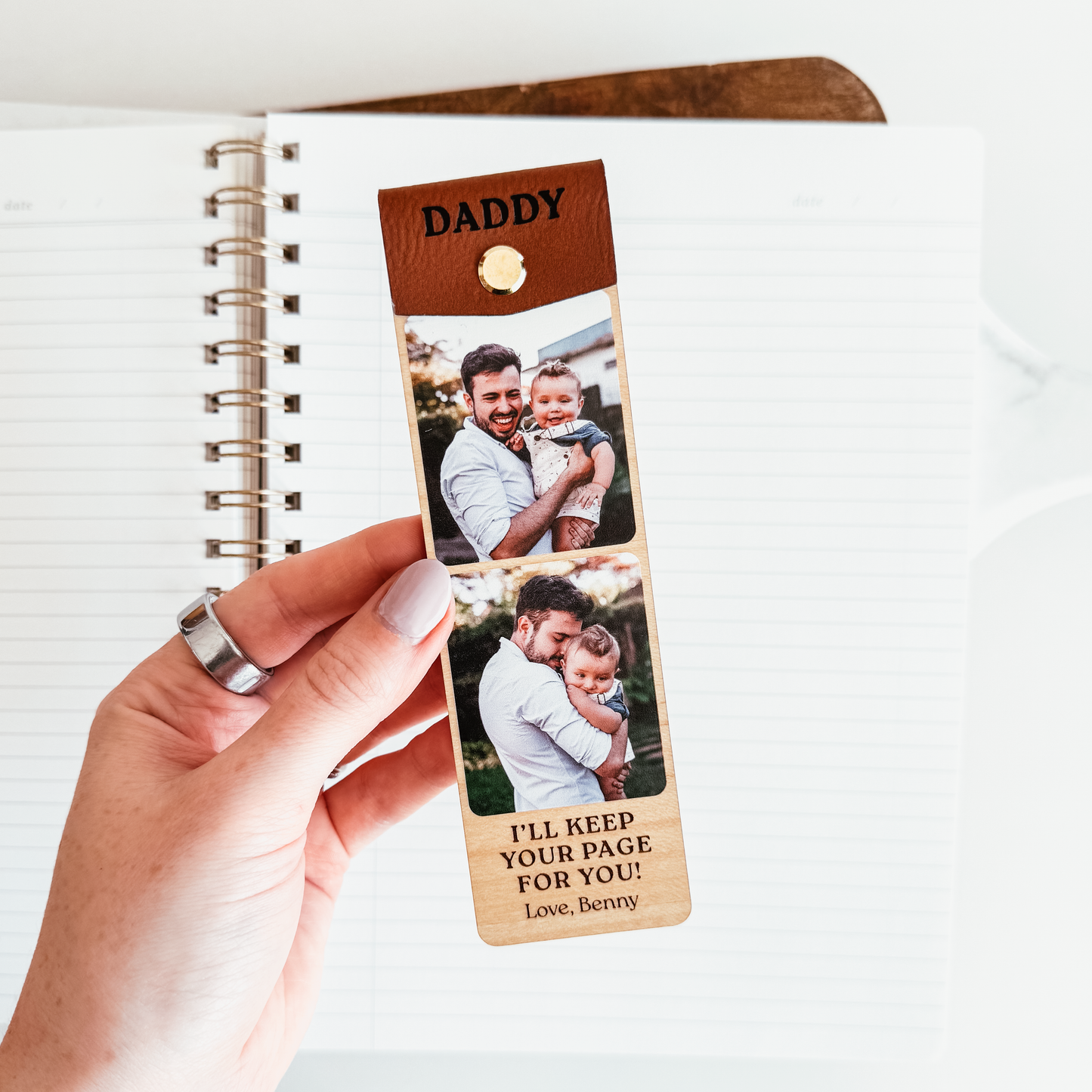 Wood & Leather Photo Bookmark