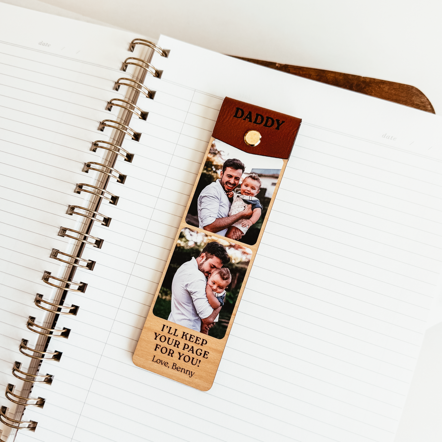 Wood & Leather Photo Bookmark