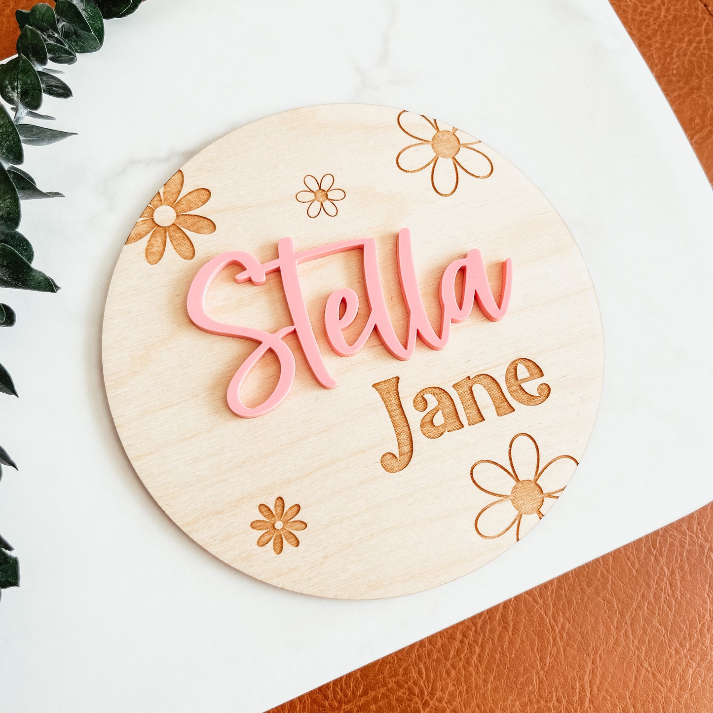 3D Birth Announcement Sign - Daisies