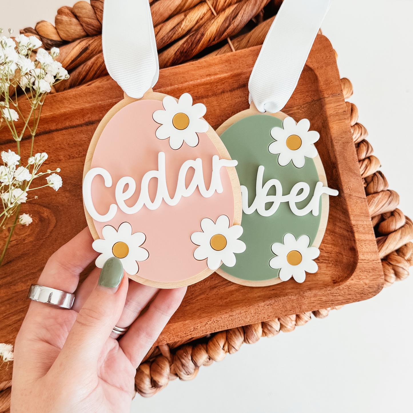 Daisy Egg Easter Basket Tag