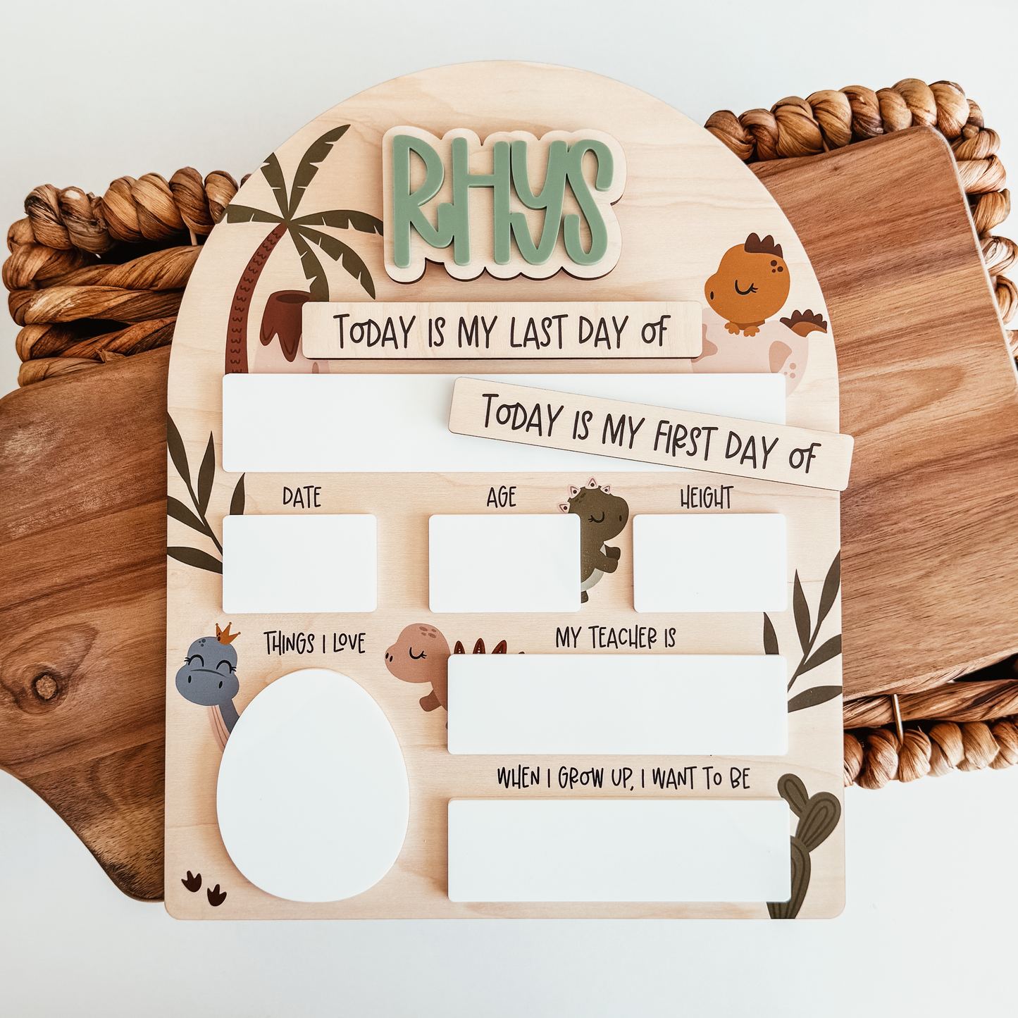 First And Last Day Of School Sign | Printed Dinosaurs