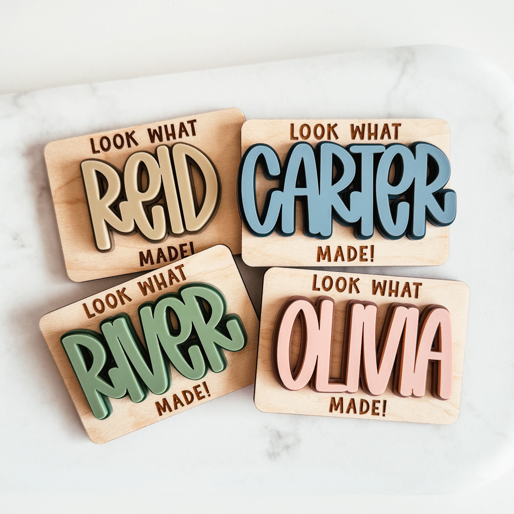 Double Layer Wood & Acrylic Look What I Made Magnet