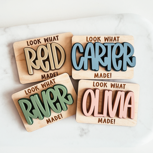 Double Layer Wood & Acrylic Look What I Made Magnet