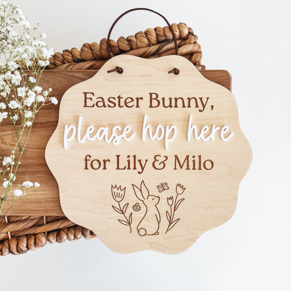 Personalized Easter Bunny Please Hop Here Mini Round
