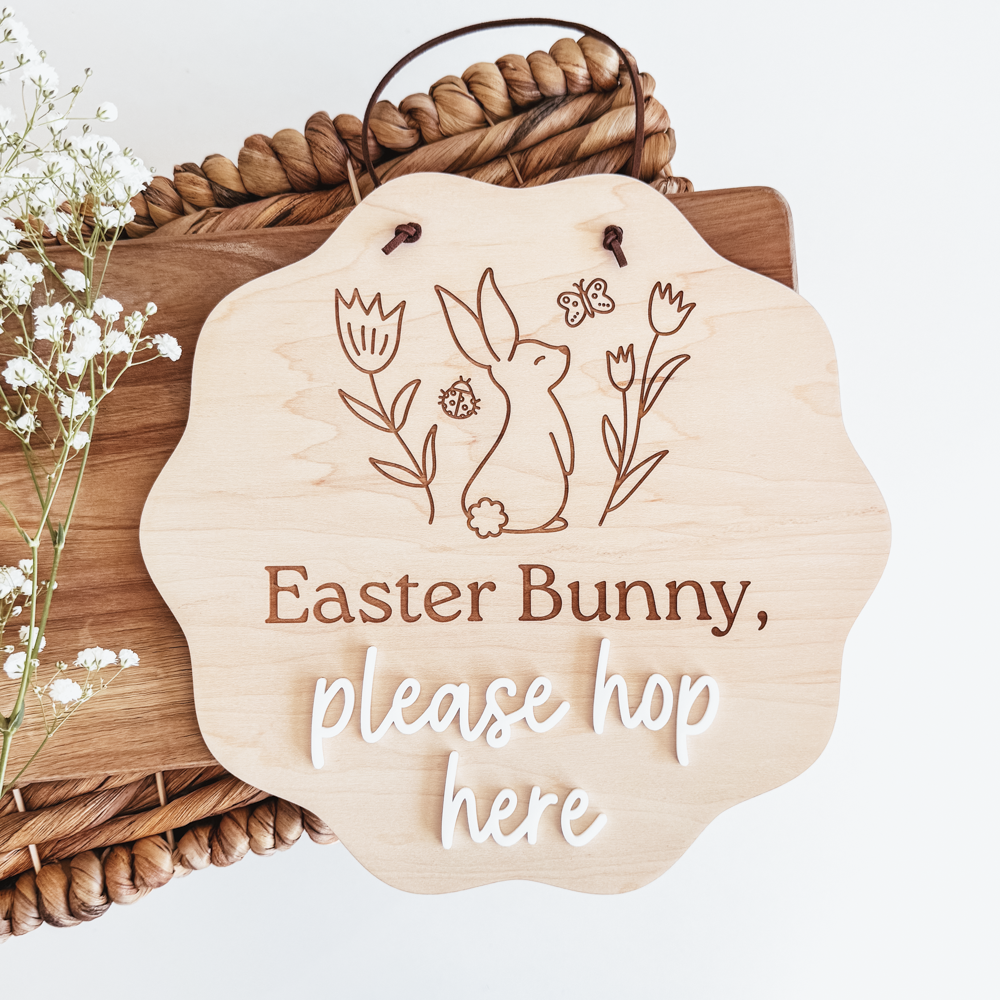Easter Bunny Please Hop Here Mini Round