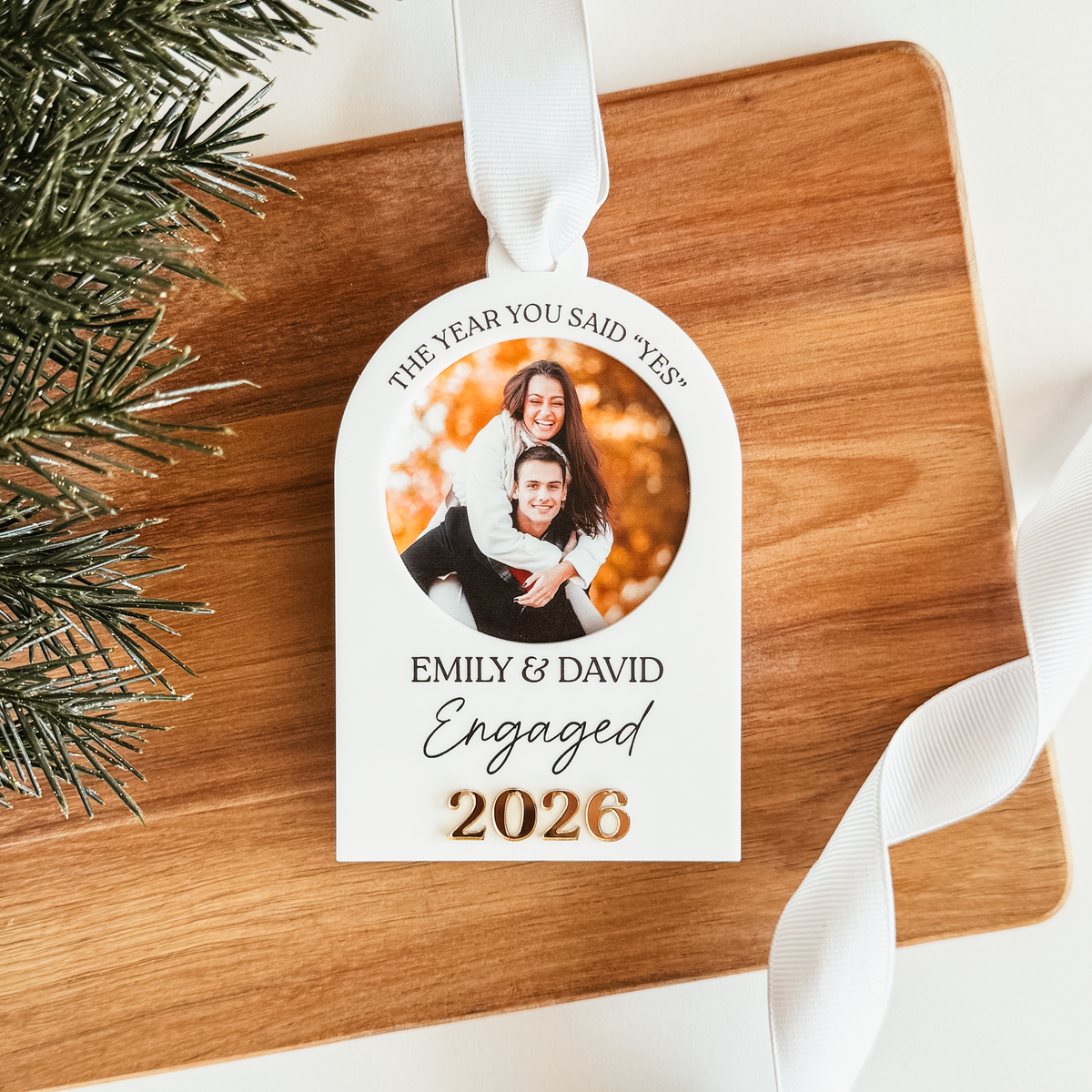 Engagement Photo Christmas Ornament
