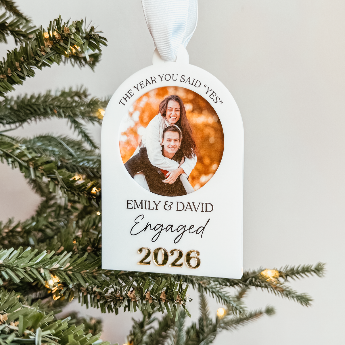 Engagement Photo Christmas Ornament