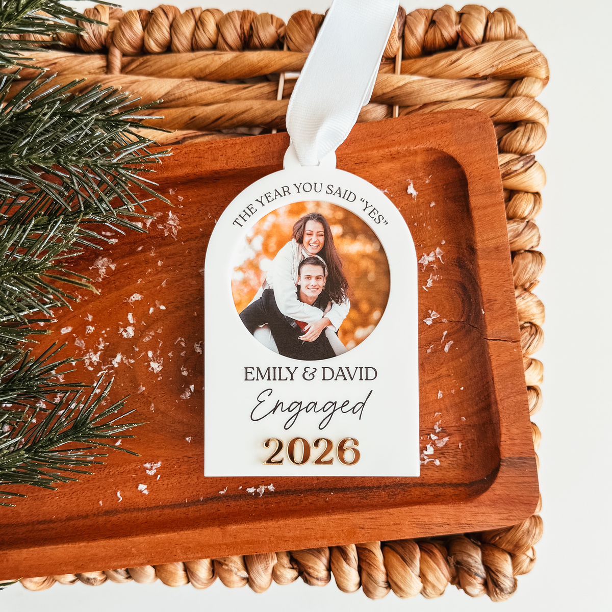 Engagement Photo Christmas Ornament