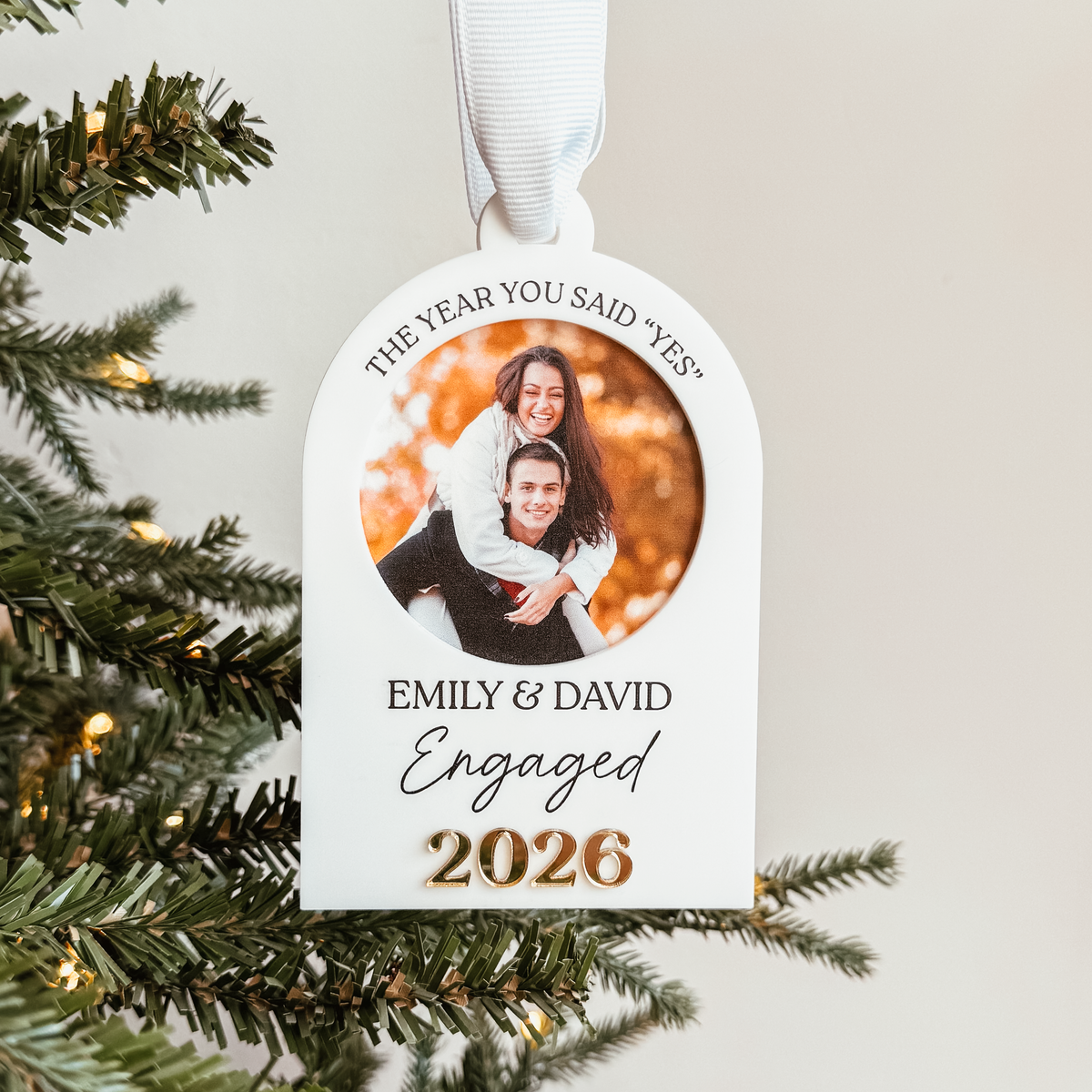 Engagement Photo Christmas Ornament