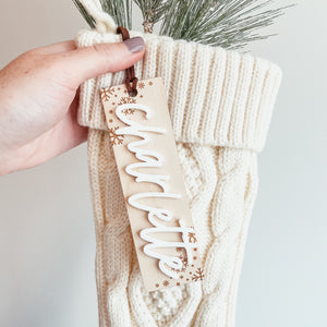 3D Engraved Snowflake Stocking Tag