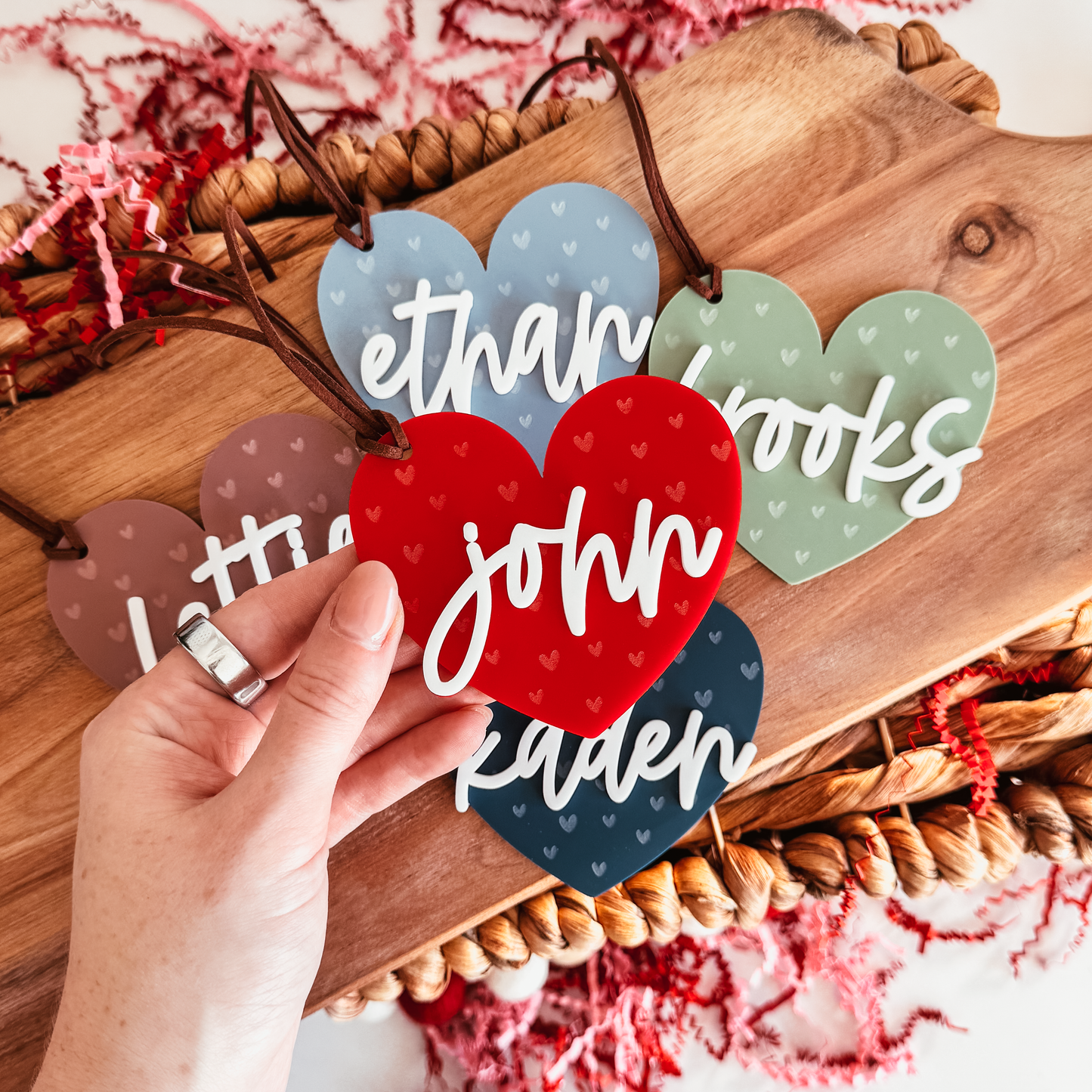 Engraved 3D Acrylic Heart Tag