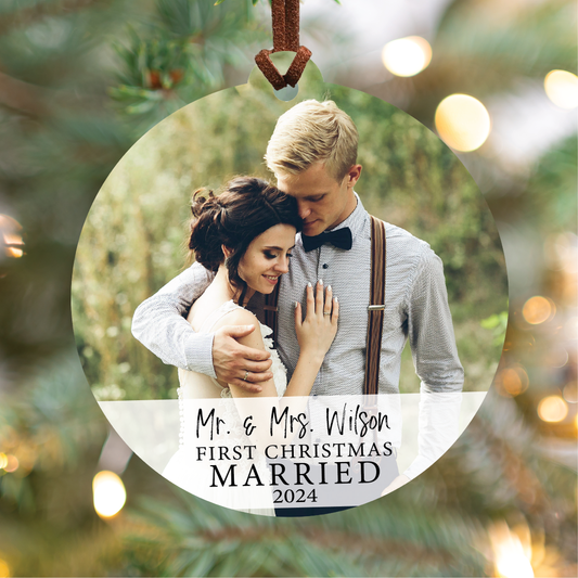 First Christmas Married V2 Photo Ornament