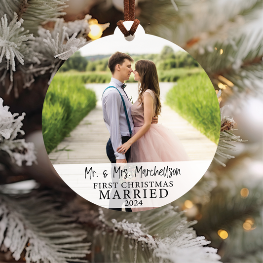 First Christmas Married V2 Photo Ornament