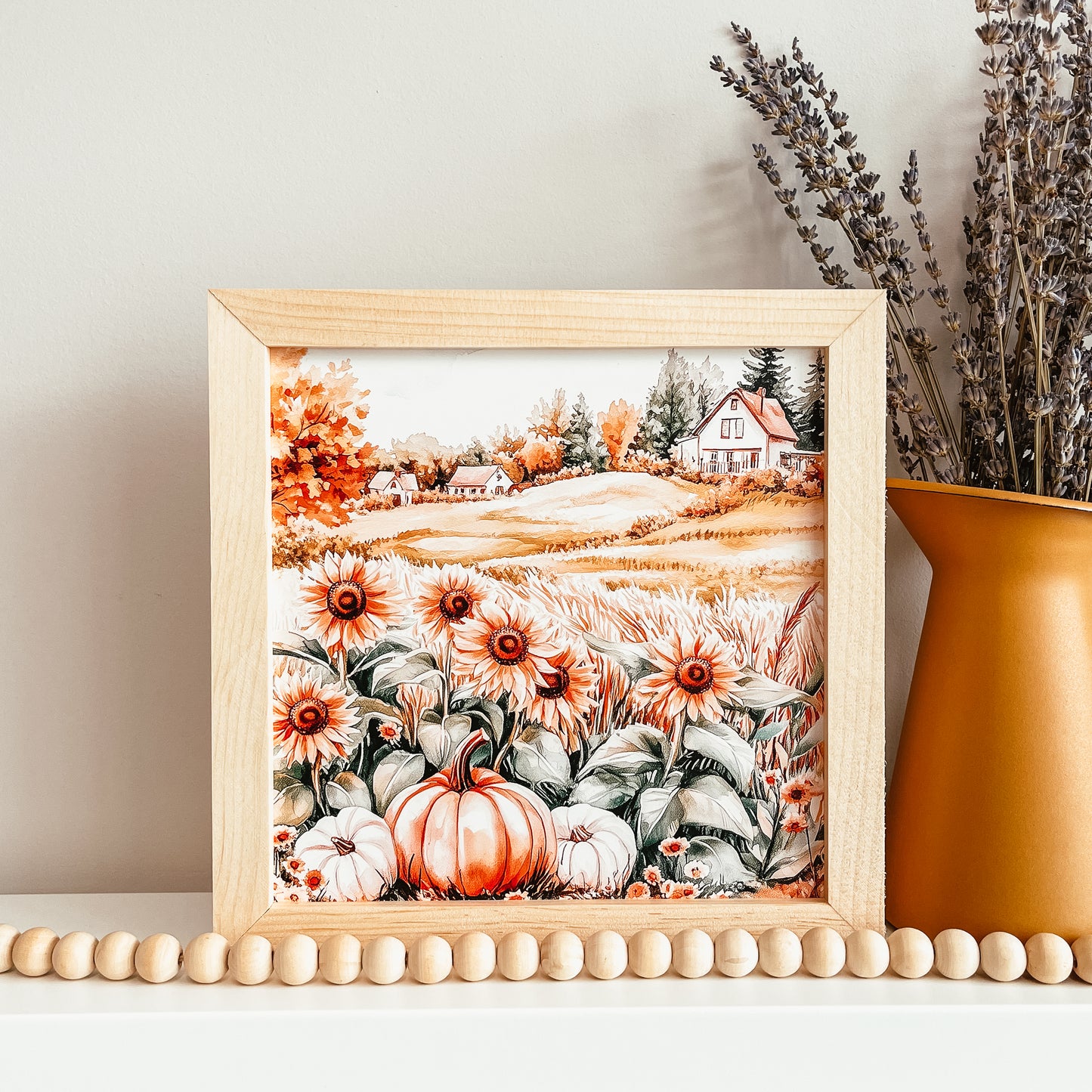 Fall Cottage Field Framed Sign