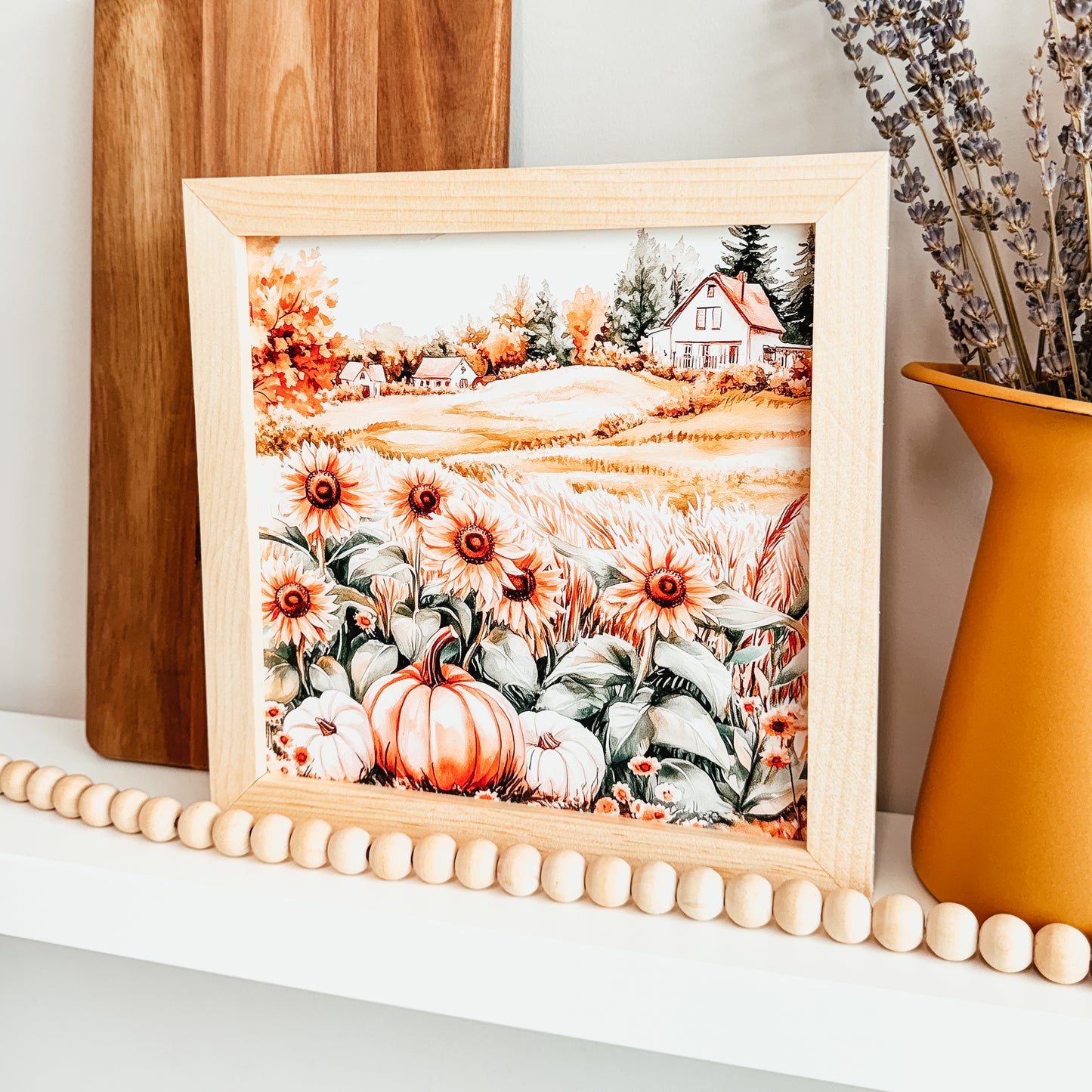 Fall Cottage Field Framed Sign